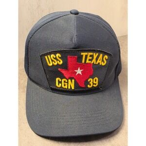 Vintage‎ USS Texas CGN 39 Navy Blue Snapback Hat North Star Military Trucker Cap